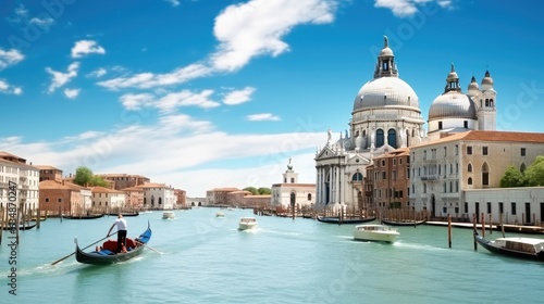 Grand canal, Basilica of St Mary in background, Venice, Italy. © visoot