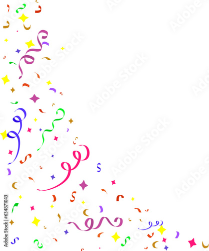 Confetti background with colorful serpentine ribbons.Vector illustration