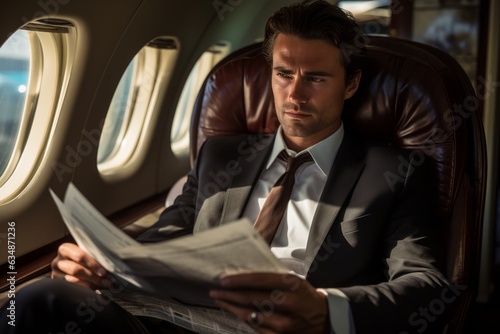 Businessman in an airplane