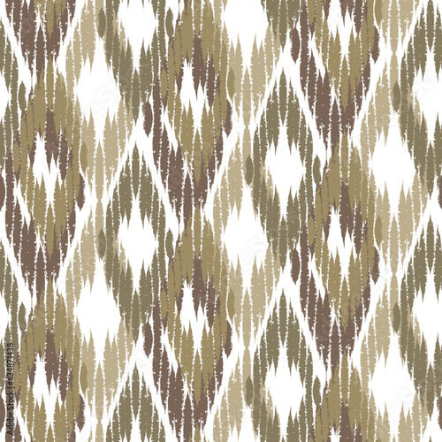 Ikat Ogee background - Ethnic folk Tribal Art seamless pattern. Abstract background for textile design, wallpaper, surface textures. Boho Style. ATLAS ADRAS ABAYAS