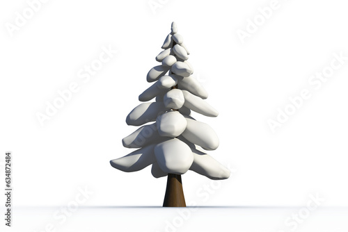 Digital png illustration of pine tree covered with snow on transparent background