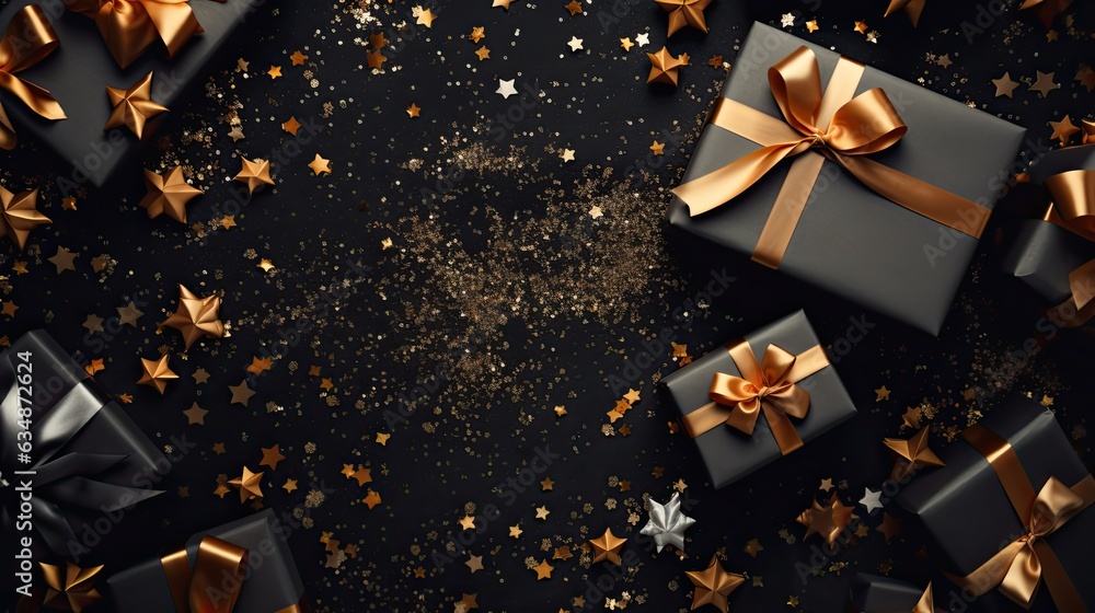 Christmas background with gift box and Xmas decoration Christmas background with gift box and Xmas decoration
