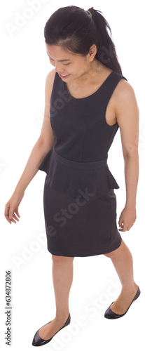 Digital png photo of happy asian businesswoman walking on transparent background