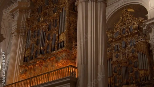 Facade of the epistle organ of Granada Cathedral, Andalusia, Spain photo