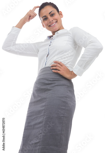 Digital png photo of happy hispanic businesswoman standing on transparent background