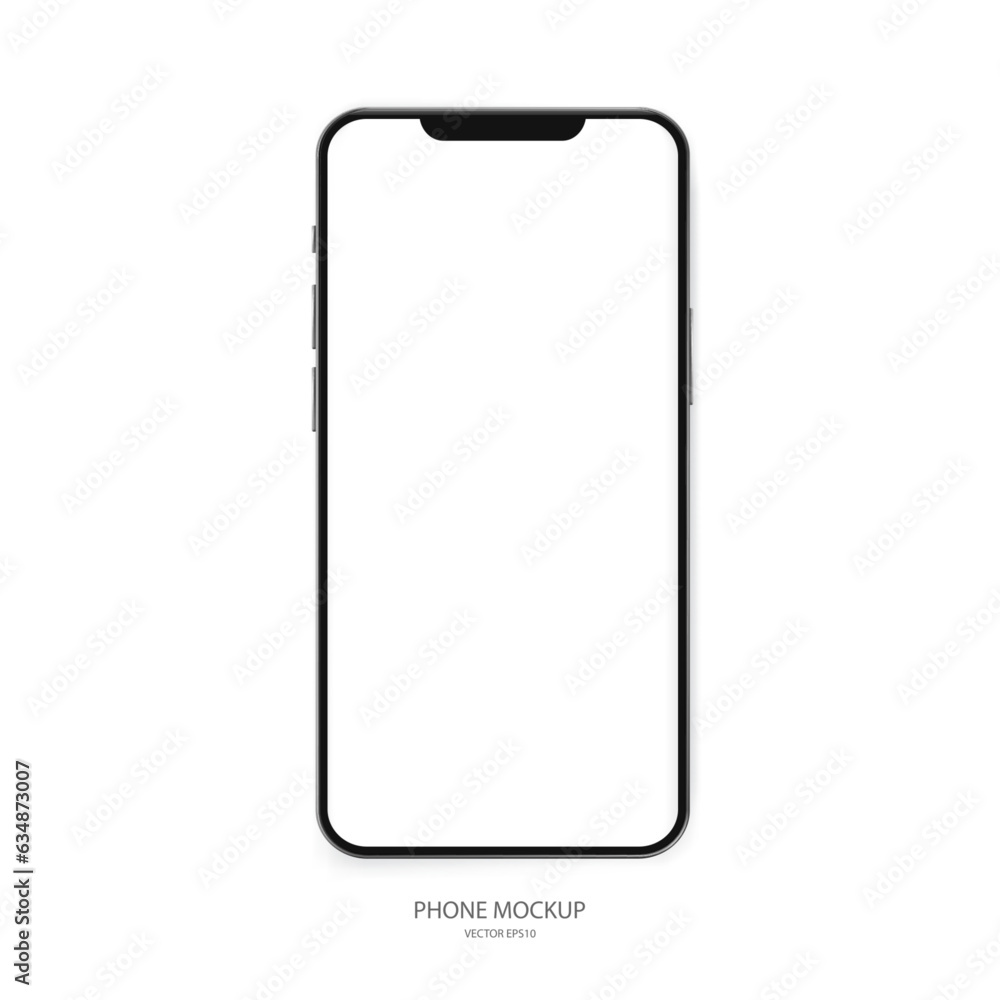 Realistic Vector Mobile Phone. Smartphone Mockup. Digital Device with blank screen isolated on white background Realistic Vector Mobile Phone. Smartphone Mockup. Digital Device with blank screen isolated on white background