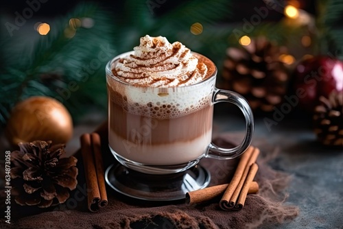 Mug of hot chocolate with whip cream