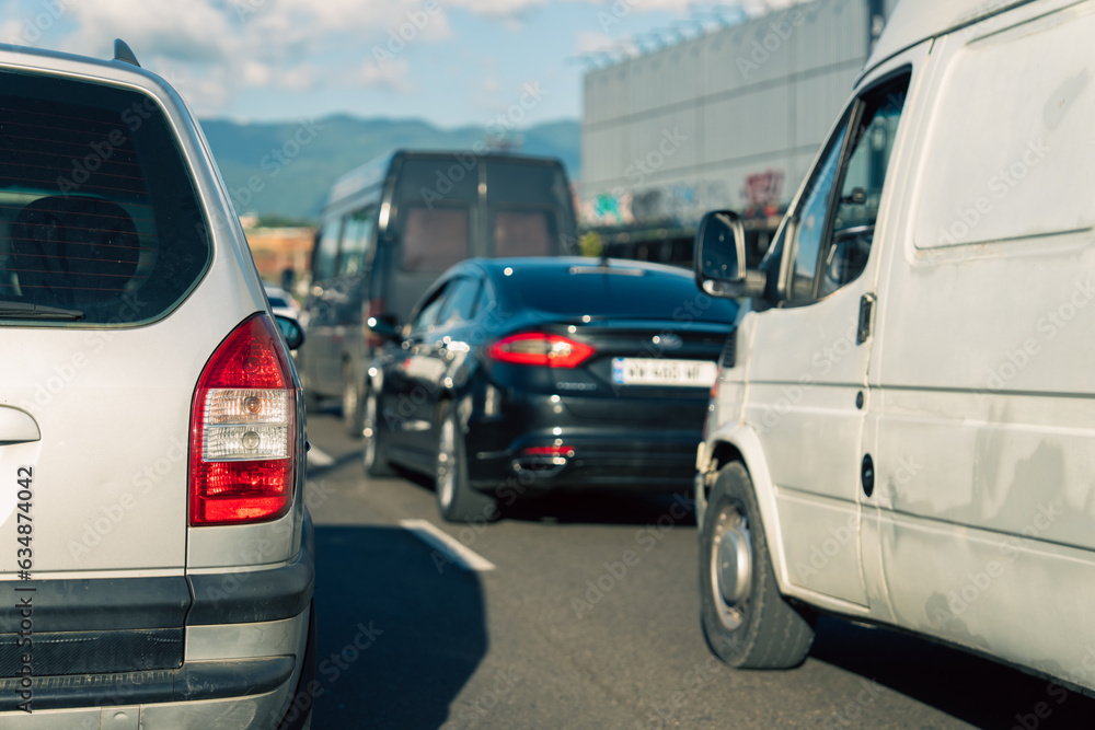Cars stuck in traffic Cars stuck in traffic