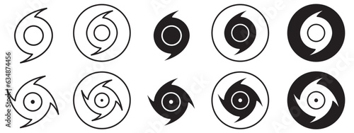 Hurricane symbol icon. typhoon or tornado in Florida making hazardous destruction by blowing fast air circulation. Vector sign of cyclone making whirlpool wormhole 