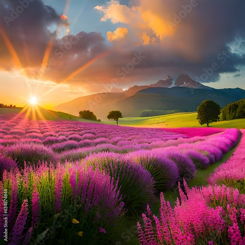 lavender field at sunset