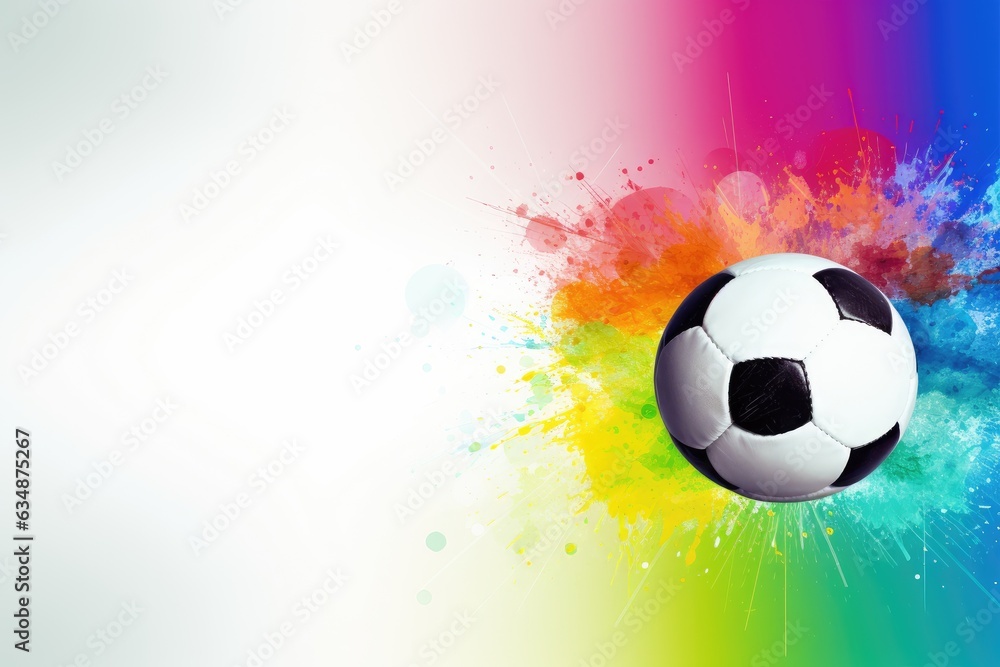 Fototapeta premium Soccer ball on bright colorful background