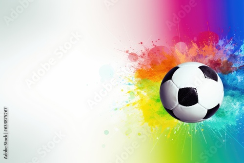Soccer ball on bright colorful background