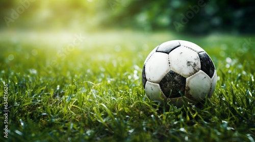 soccer ball on grass on football field © PiTeRoVs