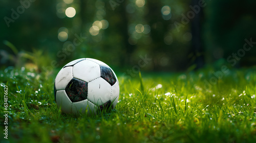 soccer ball on grass on football field