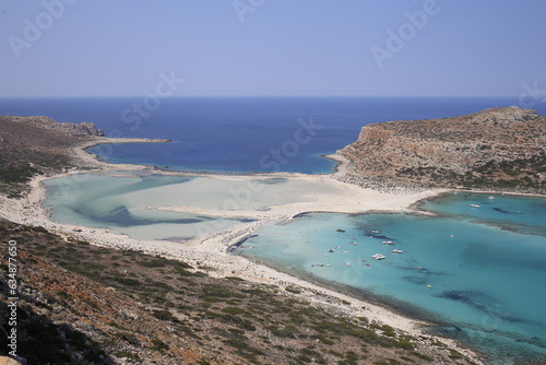 Balos beach famous landmark and amazing turquoise sea water landscape in Crete, Greece in a summer vacation