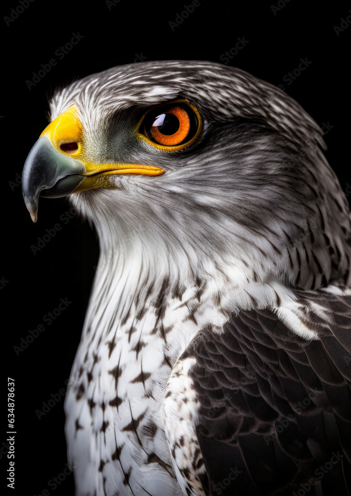 Animal portrait of a falco peregrinus on a dark background conceptual for frame Animal portrait of a falco peregrinus on a dark background conceptual for frame