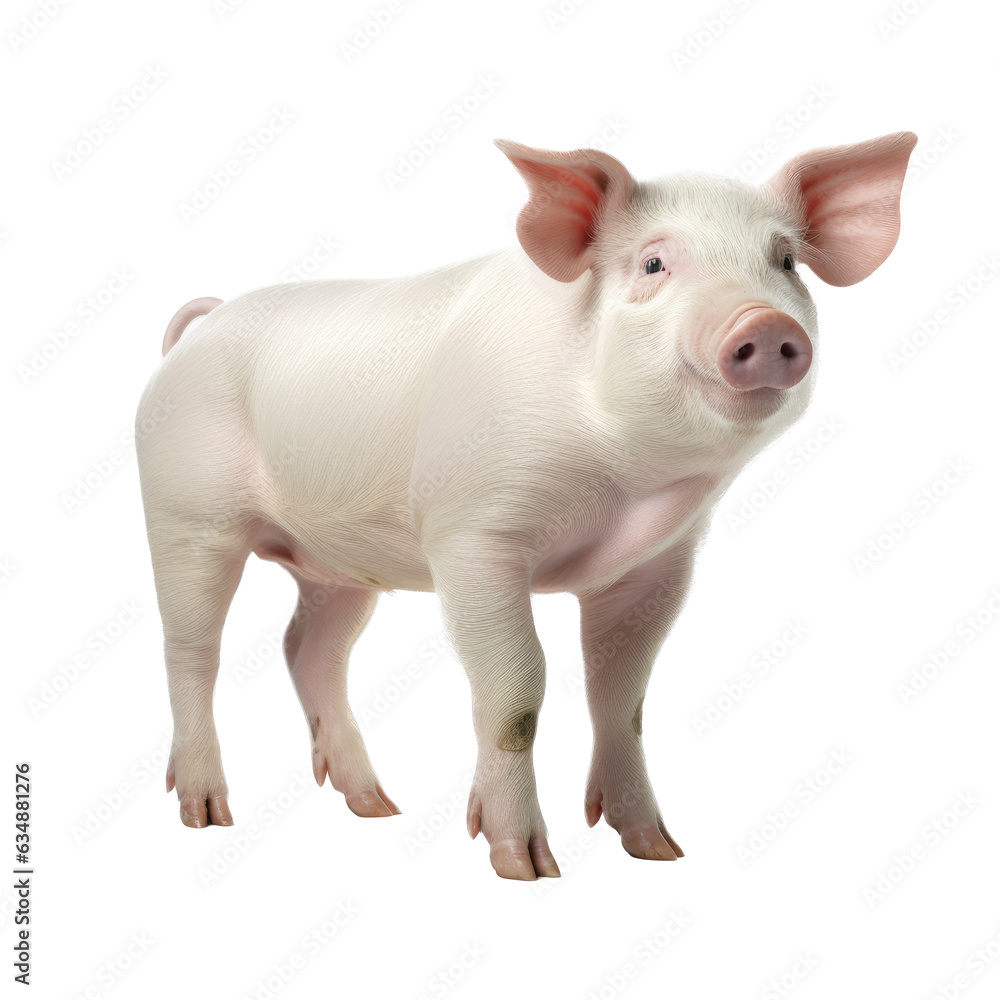 a pig, 3/4 view full body in an Agricultural-themed, photorealistic illustration in a PNG, cutout, and isolated. Generative ai a pig, 3/4 view full body in an Agricultural-themed, photorealistic illustration in a PNG, cutout, and isolated. Generative ai