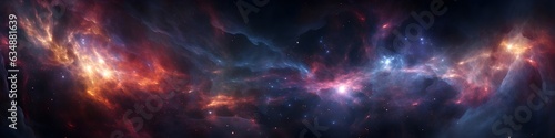 Panorama  stars  space  suns   astronomy  universe  and planets background  wallpapers. AI generated.