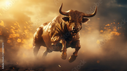Golden bull. Bull run  crypto. Blockchain. Generative AI