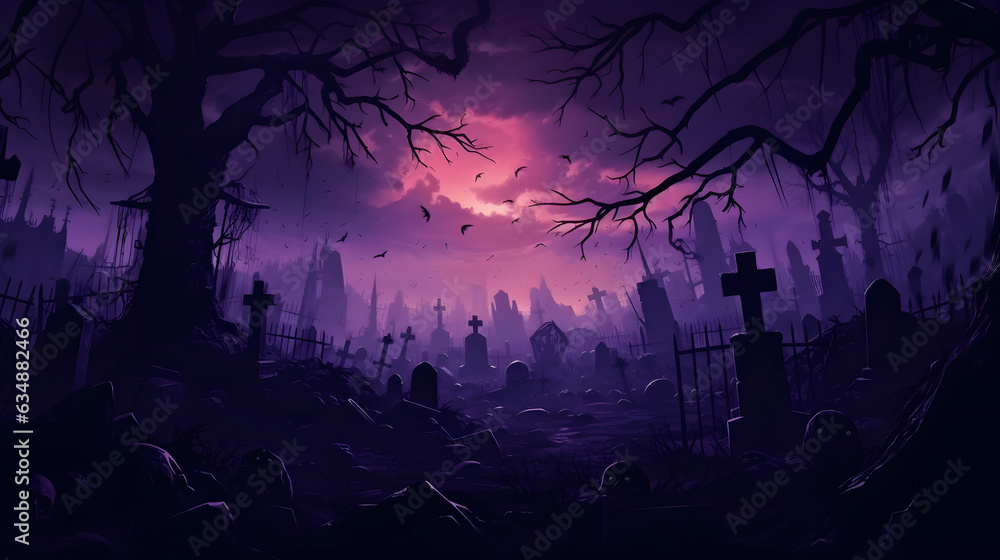 Spooky Graveyard Halloween Background