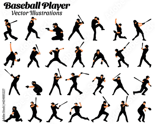 Baseball players vector illustration set