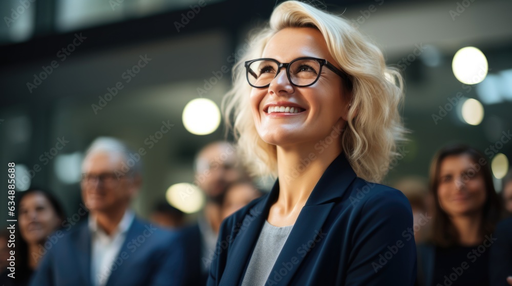 happy successful businesswoman with her achievement. happy successful businesswoman with her achievement.