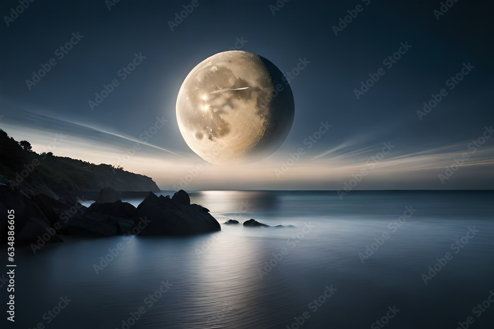 night landscape with moon