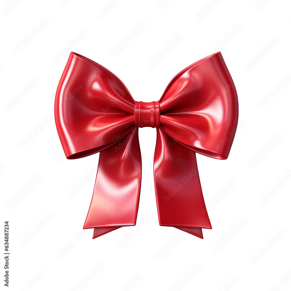 Red bow isolated on transparent or white background Red bow isolated on transparent or white background