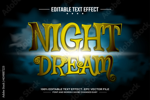 Night dream 3D editable text effect template