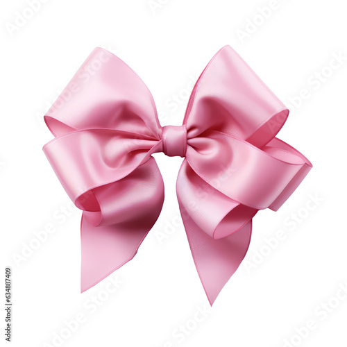 Pink bow isolated on transparent or white background