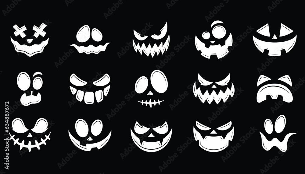 Set of Halloween scary pumpkins cut. Spooky creepy pumpkins cut.
Set of Halloween scary pumpkins cut. Spooky creepy pumpkins cut.