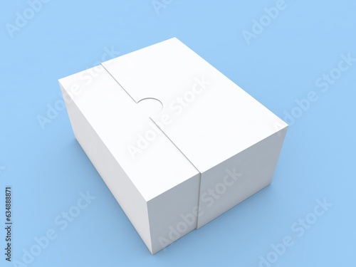 Sliding paper box on a blue background. 3d render illustration.
