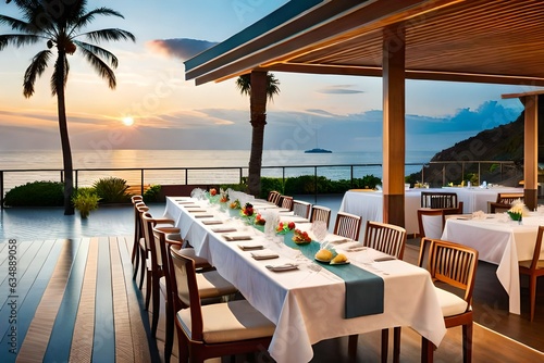 restaurant on the beach   generated by al technology 