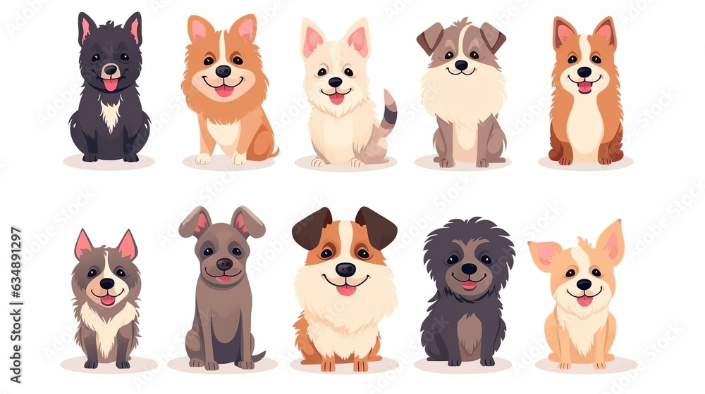 Dogs collection. Vector illustration of funny carto Dogs collection. Vector illustration of funny carto