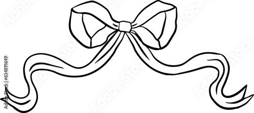 Ribbon bow lineart vintage illustration.