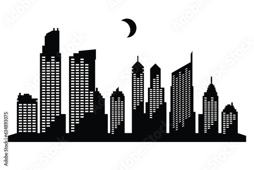 Building silhouette cityscape. Modern flat city architecture. urban city landscape. 