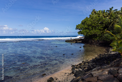 Beautiful landscape view of the National Park of American Samoa on the island of Tutuila.