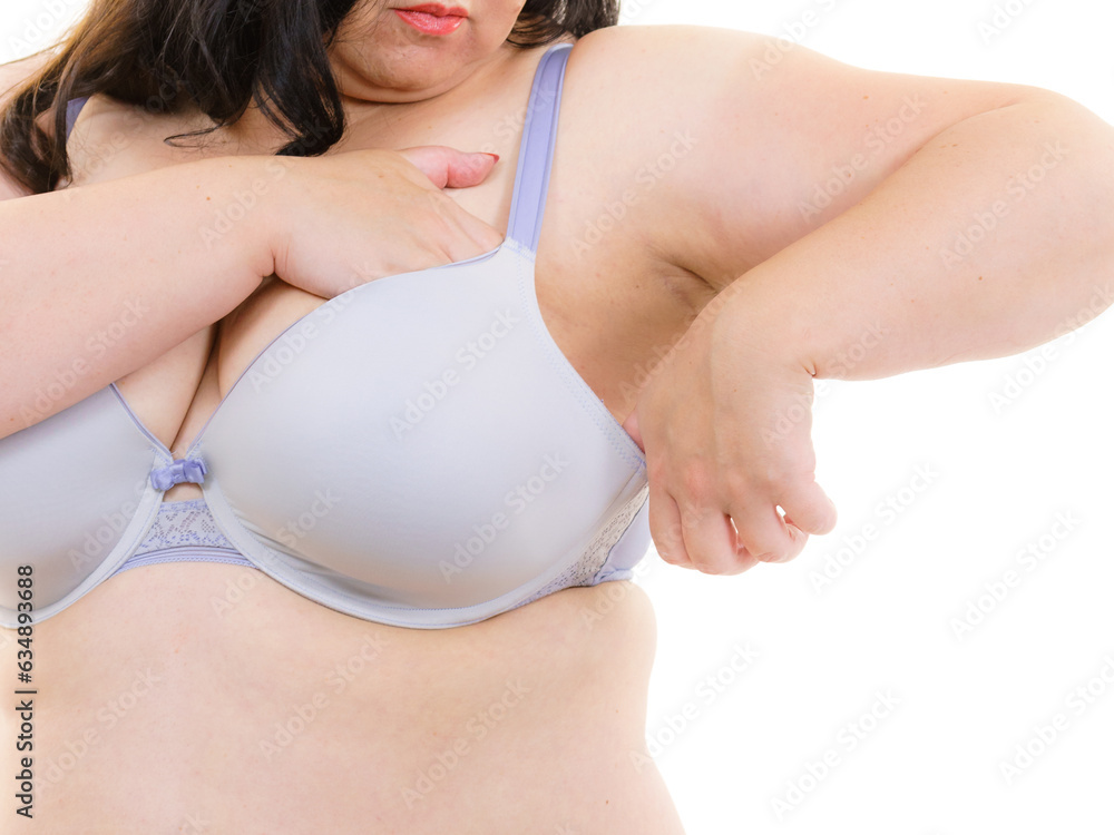 Fat woman big breast wearing bra