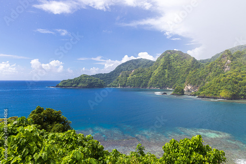 Beautiful landscape view of the National Park of American Samoa on the island of Tutuila.