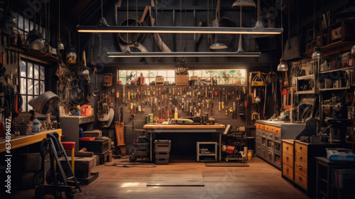 Valokuva Interior garage with mechanic tools
