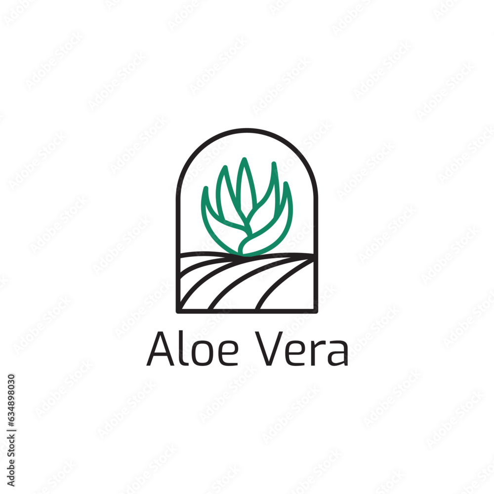 aloe vera minimalist line art icon logo illustration aloe vera minimalist line art icon logo illustration
