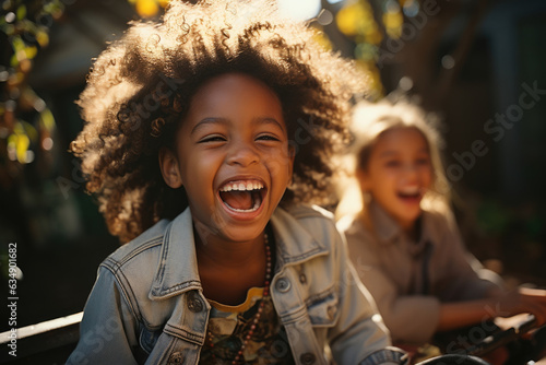 Two African American girls being goofy with one another their contagious laughs and smiles captivating everyone in their presence.