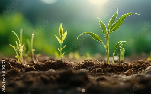 Concept of new life. Seedlings growing in soil. environmental protection, earth day © lin