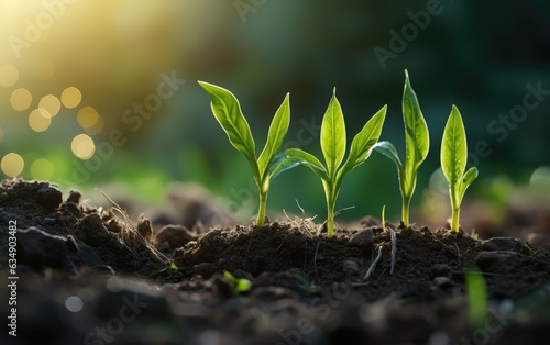 Concept of new life. Seedlings growing in soil. environmental protection  earth day