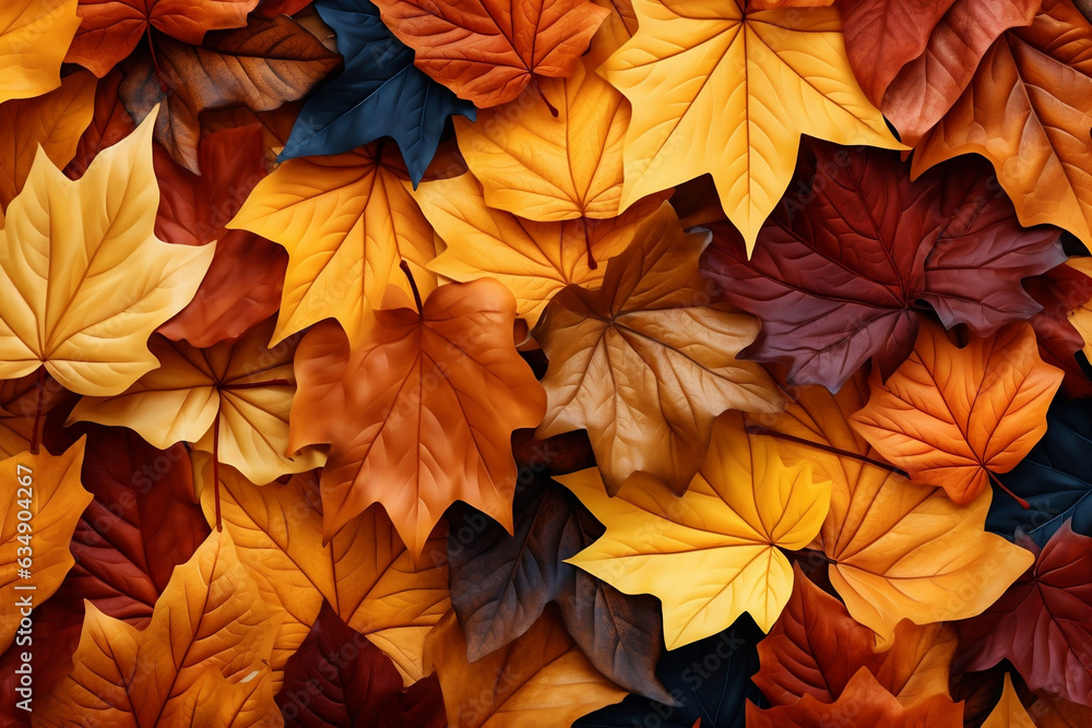 Autumn's Vibrant Tapestry, A Seamless Pattern of Falling Leaves
