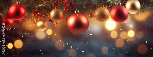 Christmas banner with baubles