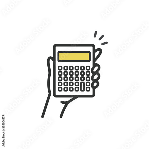 計算機を持つ手のイラストアイコン