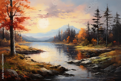 Autumn Serenity, A Tranquil Landscape Embracing the Season's Splendor