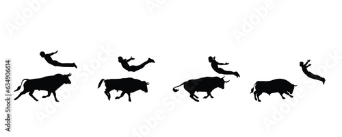 vector collection of bull, silhouettes bull. Grunge bull and matador, 