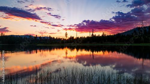 Fototapeta Naklejka Na Ścianę i Meble -  Antelope Lake Summer Sunset - Plumas County California, USA
